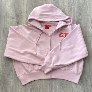 Coca-Cola Pink Full-Zip Hooded Sweatshirt with Cherry Coke Logo Sz Medium
